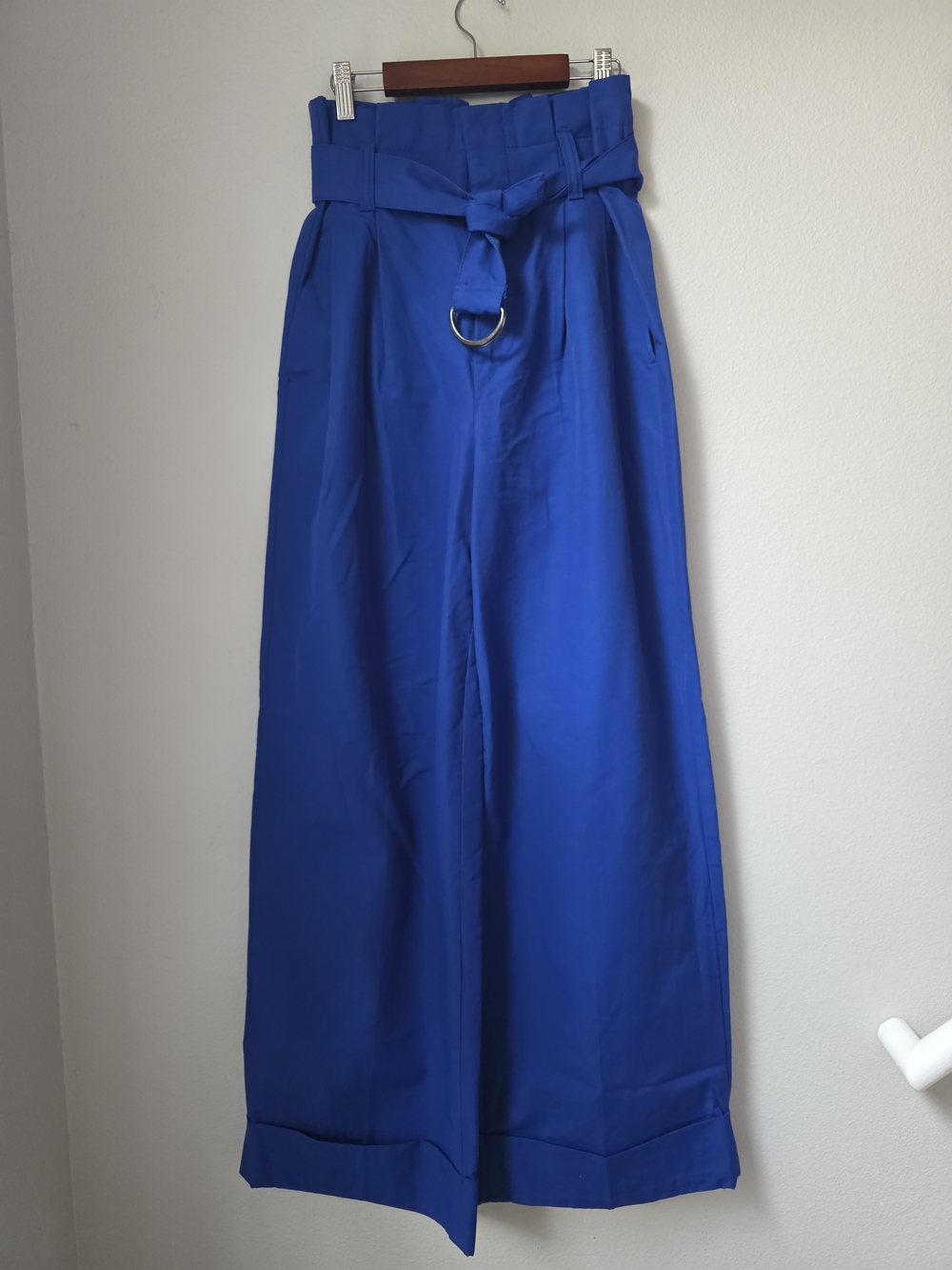 Banana Republic High-Waist Wide Leg Paperbag Pants in Cobalt Blue